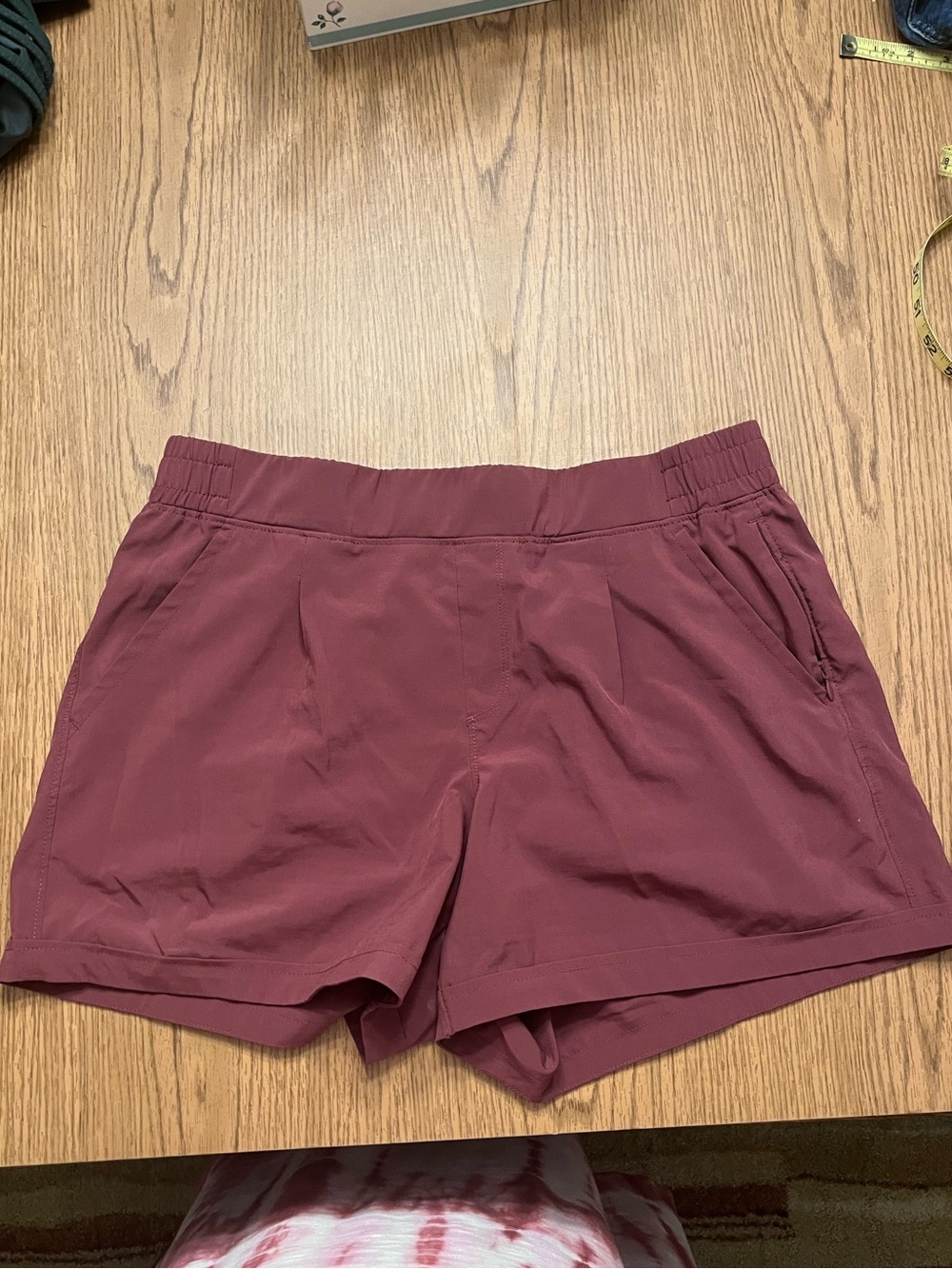 RBX Women’s Elastic-Waist Performance Shorts — Burgundy